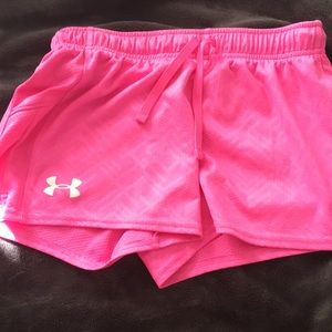 Girls pink Under Armour athletic shorts